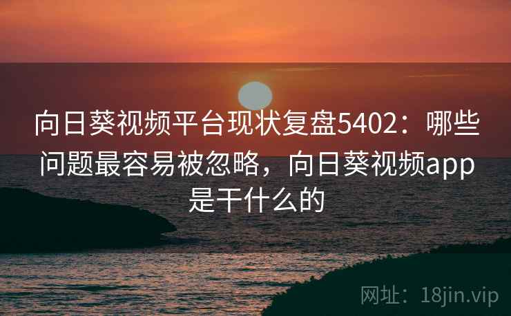 向日葵视频平台现状复盘5402：哪些问题最容易被忽略，向日葵视频app是干什么的